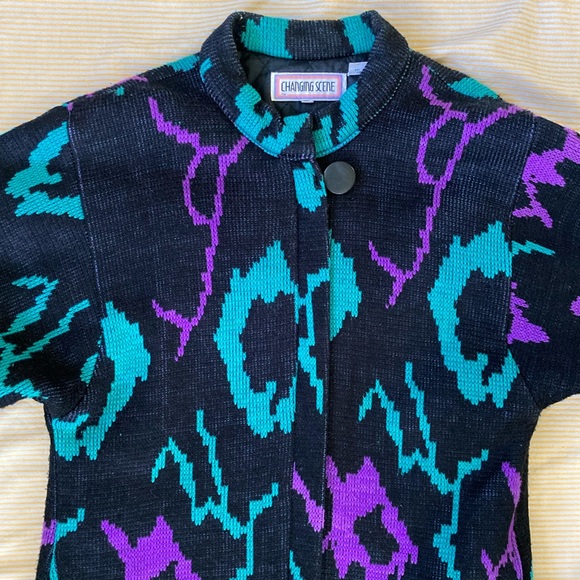 Changing Scene ~ 80s Vintage Knitted Heavy Sweater Coat ~ Size Small - Picture 11 of 14